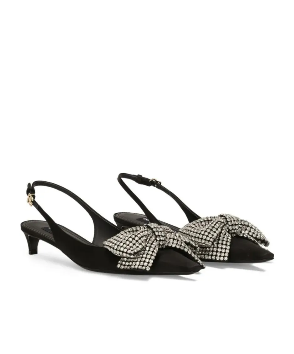 Embellished Satin Slingbacks