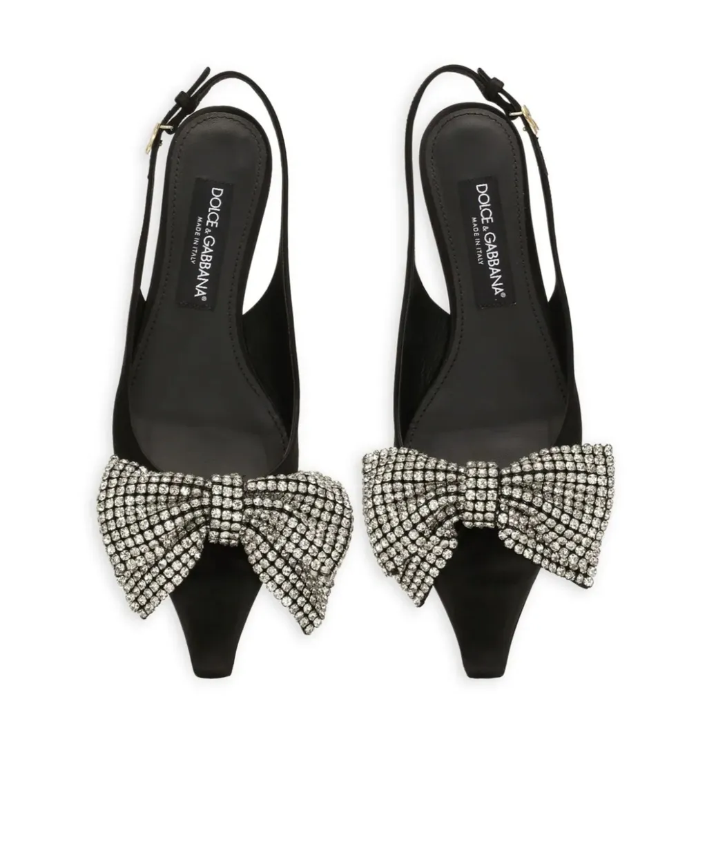 Embellished Satin Slingbacks