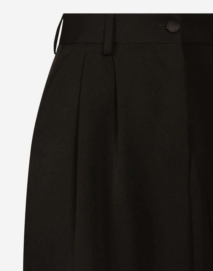 Calf-Length Tuxedo Pencil Skirt