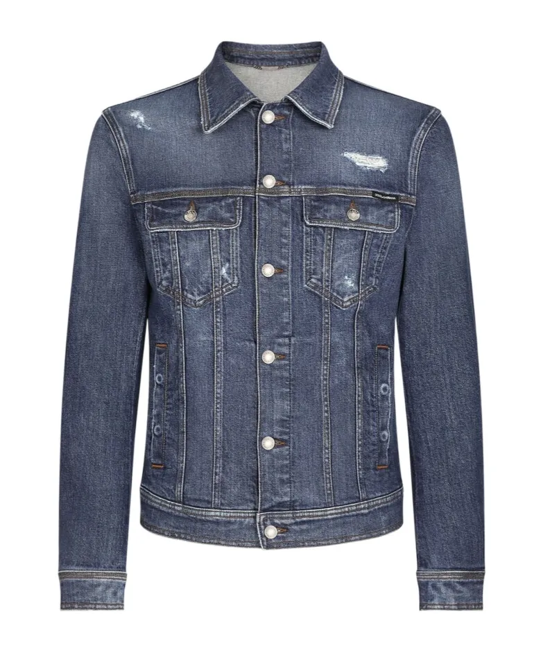 Buttoned Straight Hem Denim Jacket