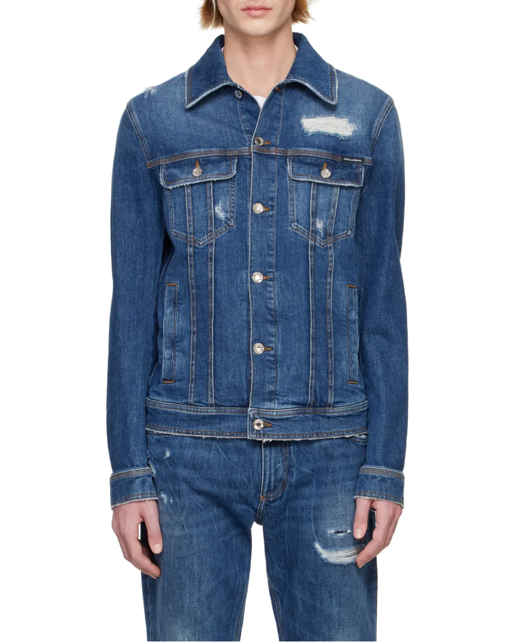Buttoned Straight Hem Denim Jacket