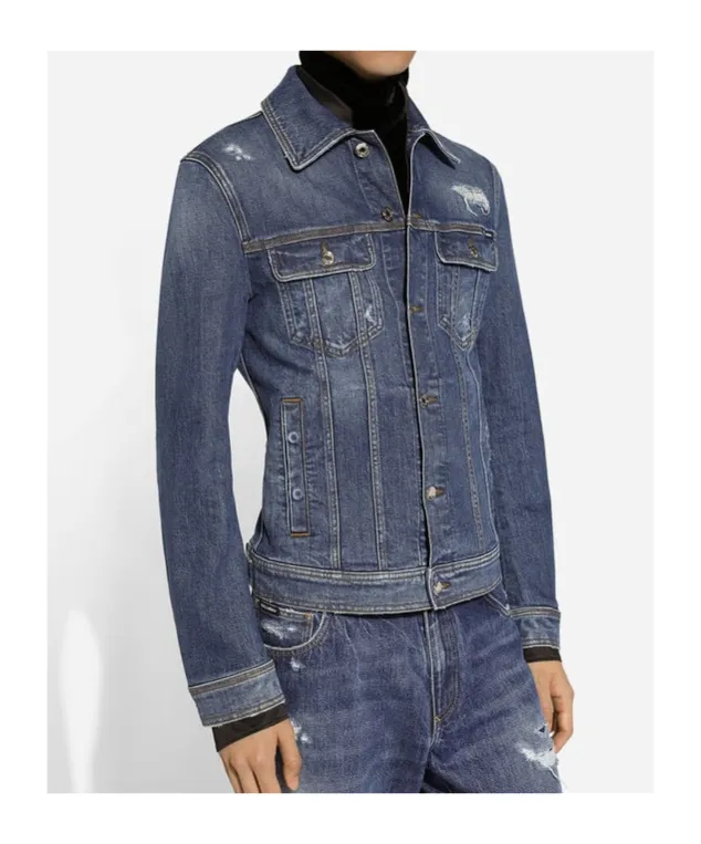 Buttoned Straight Hem Denim Jacket