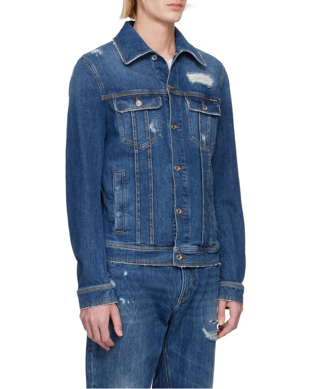 Buttoned Straight Hem Denim Jacket