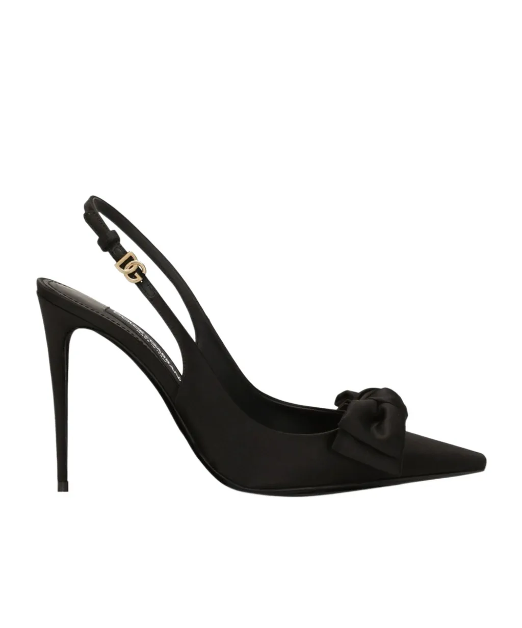 Bow Detailed Satin Slingbacks