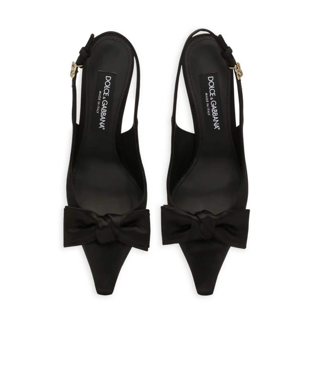 Bow Detailed Satin Slingbacks
