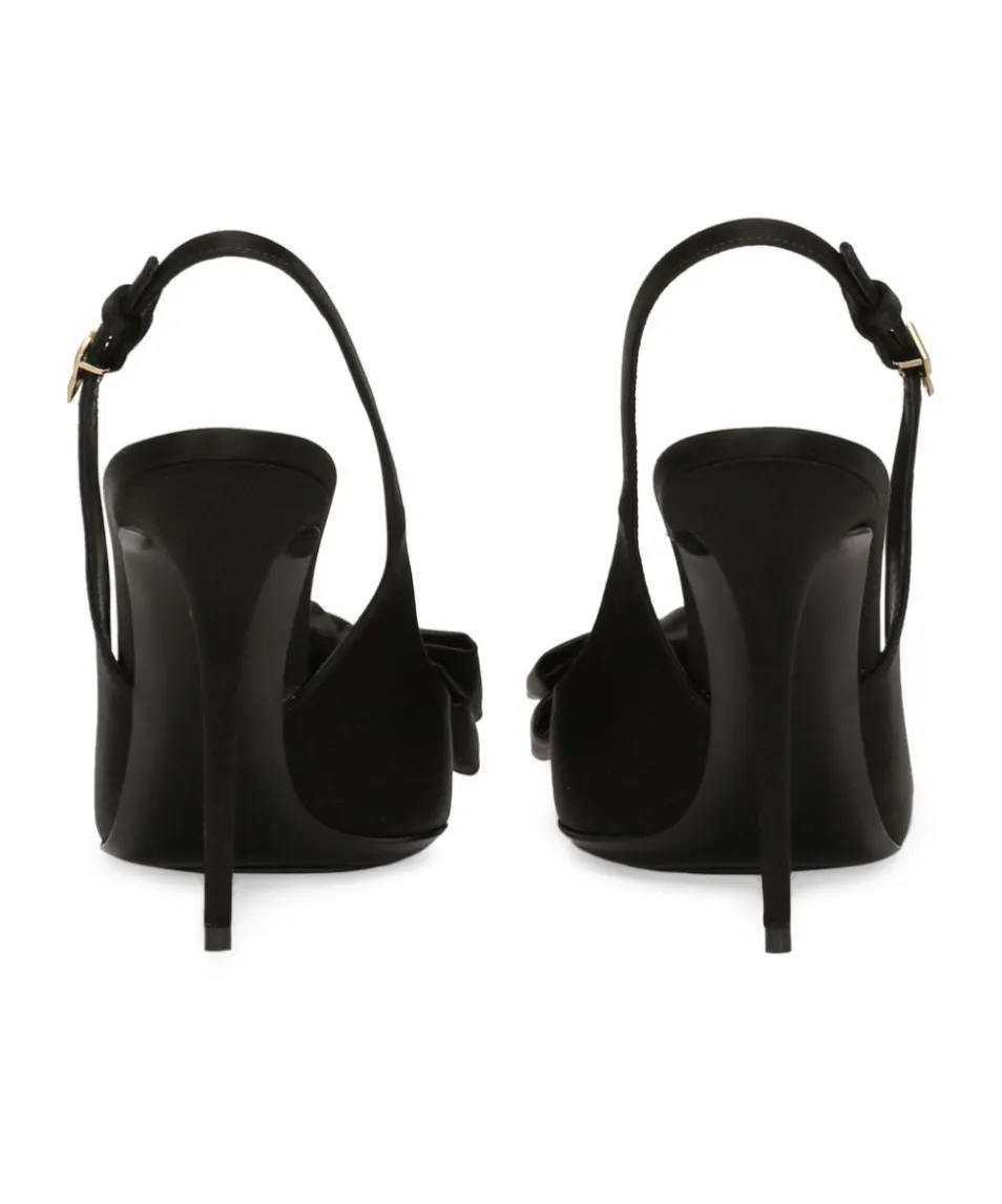 Bow Detailed Satin Slingbacks