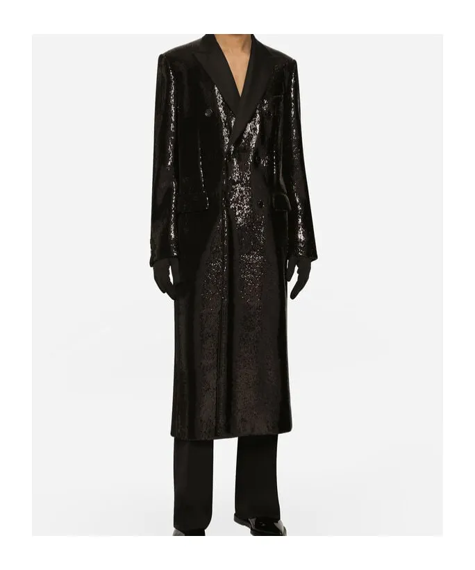Sequined Double-Breasted Coat