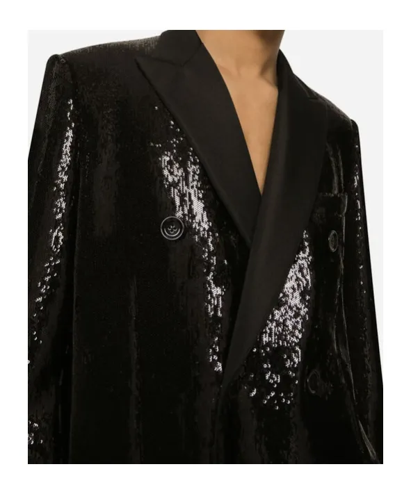Sequined Double-Breasted Coat
