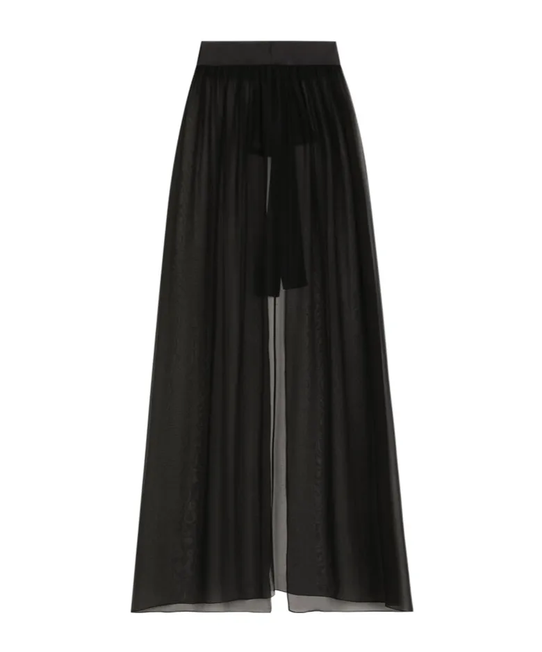 Belted Midi Chiffon Skirt