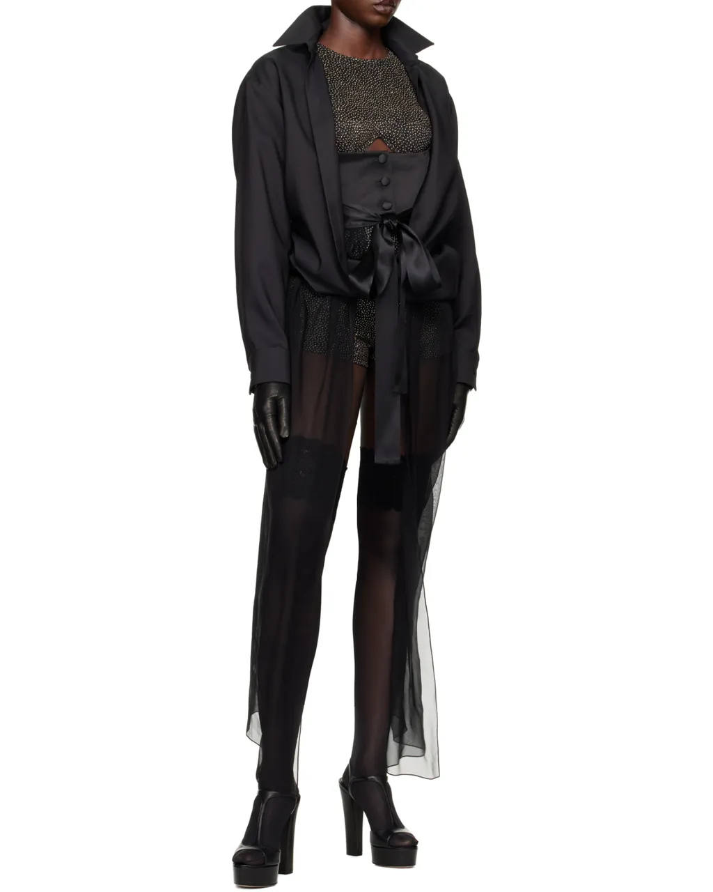 Belted Midi Chiffon Skirt