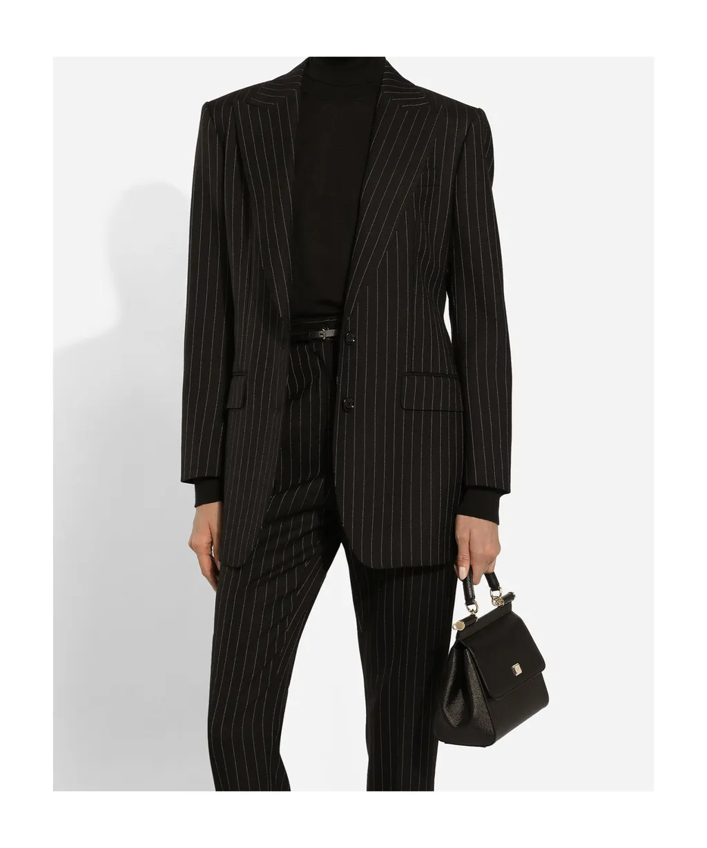 Single-Breasted Pinstriped Jacket