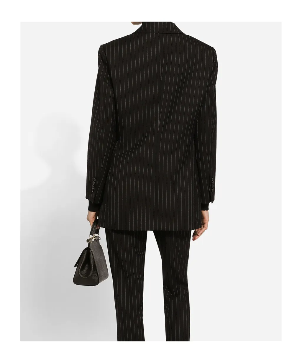 Single-Breasted Pinstriped Jacket