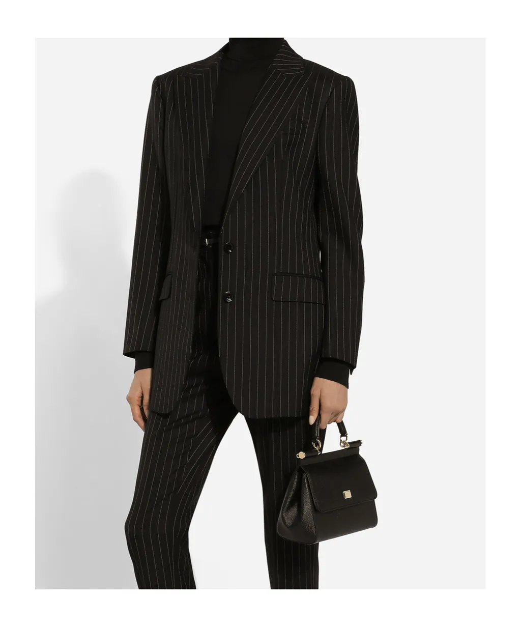 Single-Breasted Pinstriped Jacket