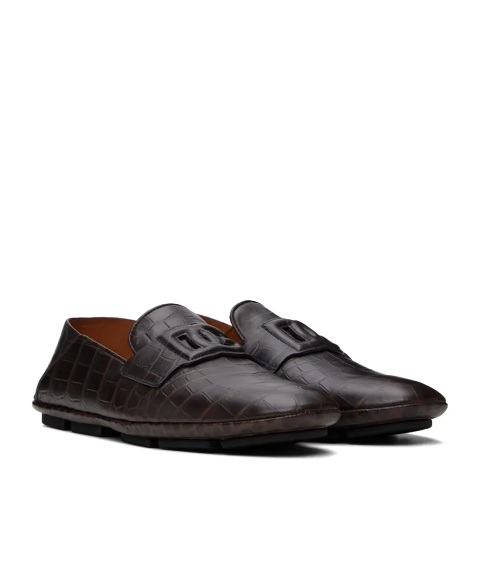 Crocodile Embossed Loafers