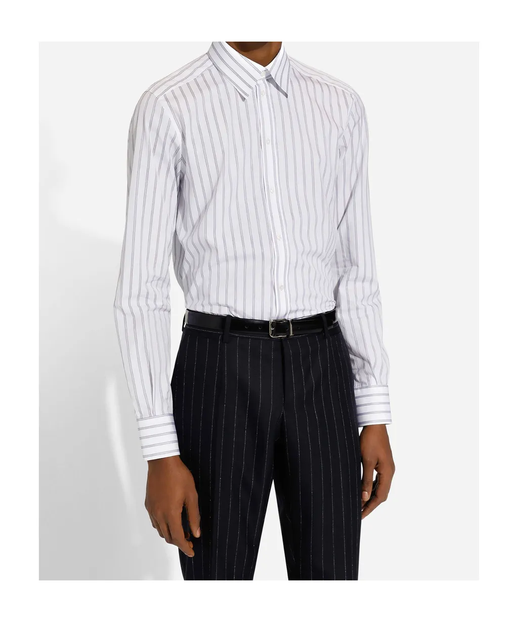 Striped Curved Hem Shirt