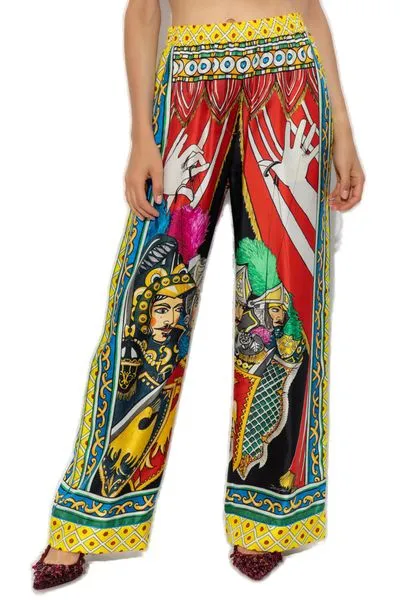 Carretto Printed Wide Leg Pajama Pants