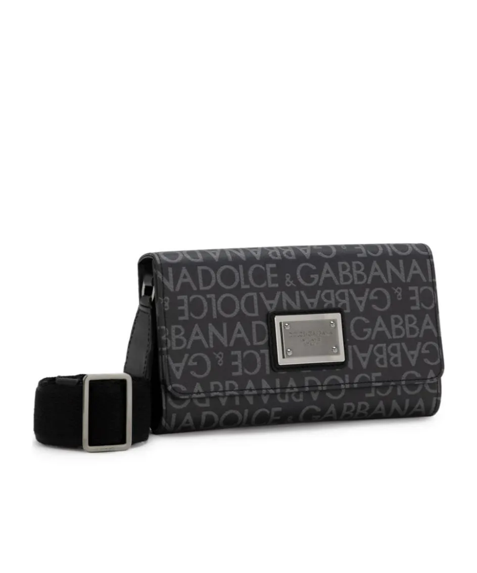 Logo Jacquard Foldover Top Crossbody Bag