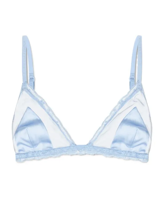 Lace Detailed Satin Triangle Bra