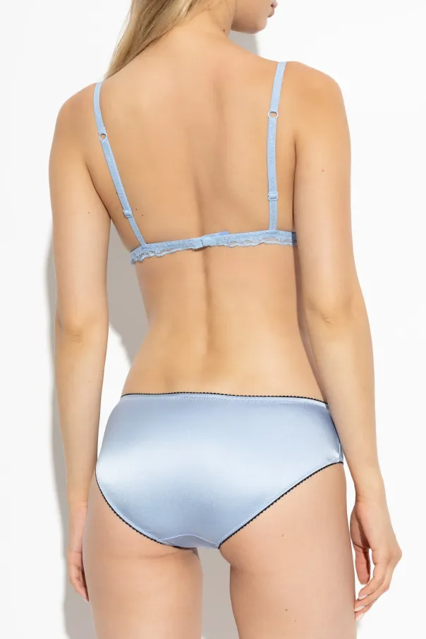 Lace Detailed Satin Triangle Bra