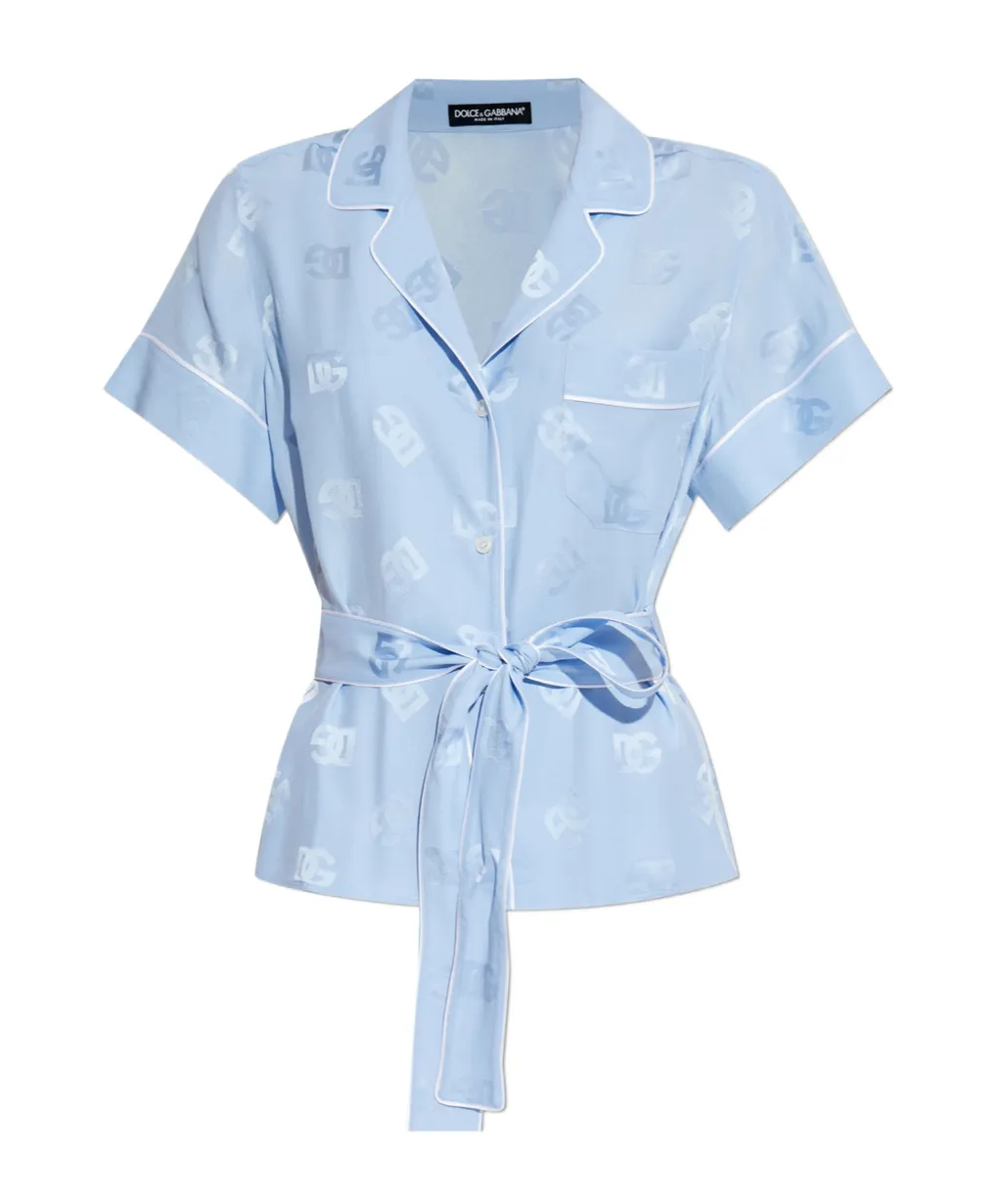 All-Over Dg Logo Jacquard Satin Shirt