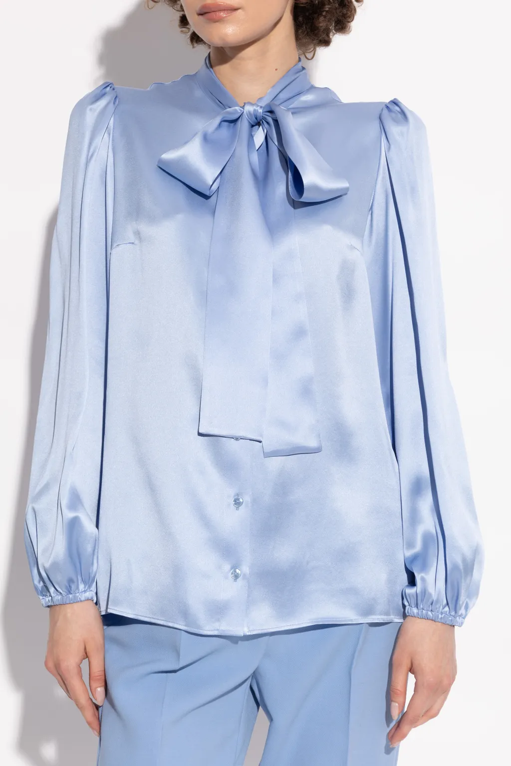 Pussy-Bow Bell-Sleeved Shirt