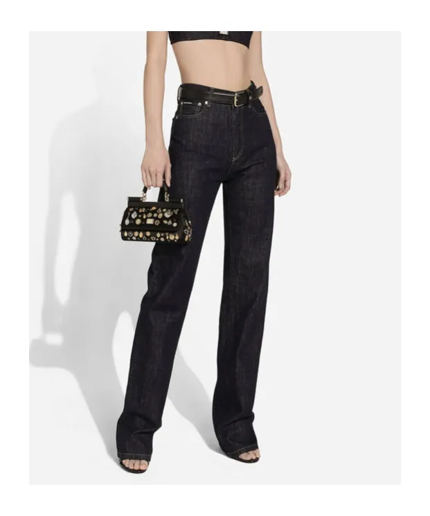 Logo Embroidered Straight-Leg Denim Jeans