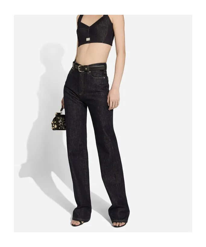 Logo Embroidered Straight-Leg Denim Jeans