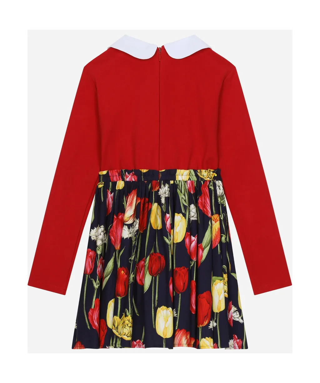 Tulip Printed Bow Detailed Dress