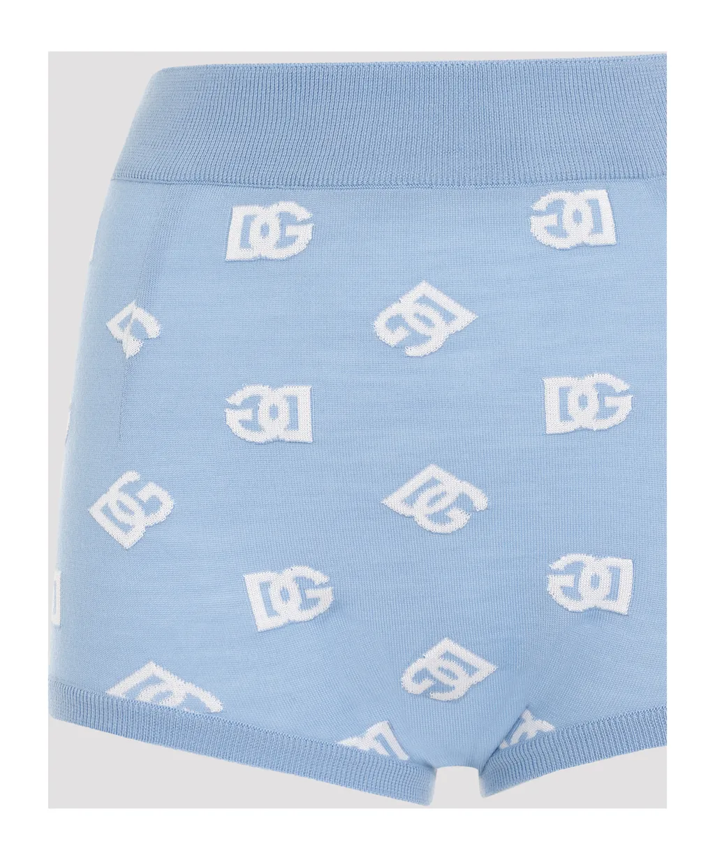 Logo Embroidered Elastic Waist Mini Shorts