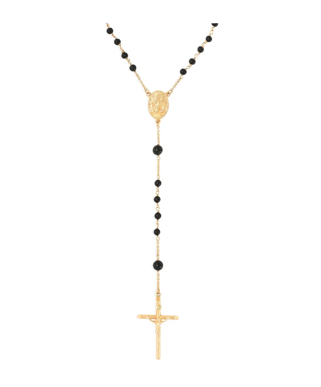 Rosary Cross Pendant Embellished Necklace