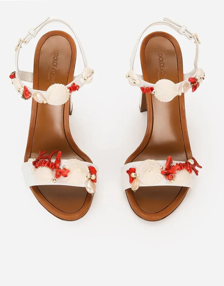 Keira Coral Embroidered Sandals