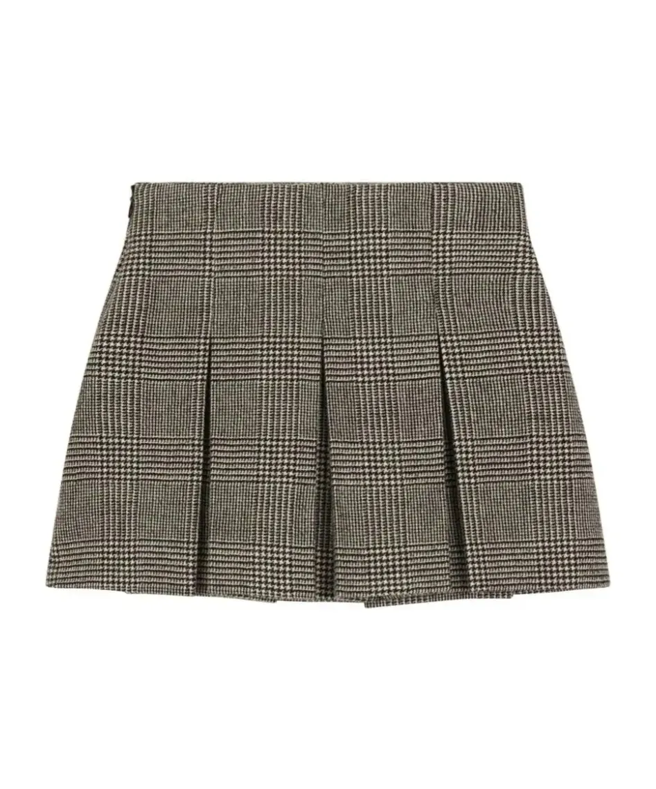 Dg Logo Plaque Glen Plaid Skirt