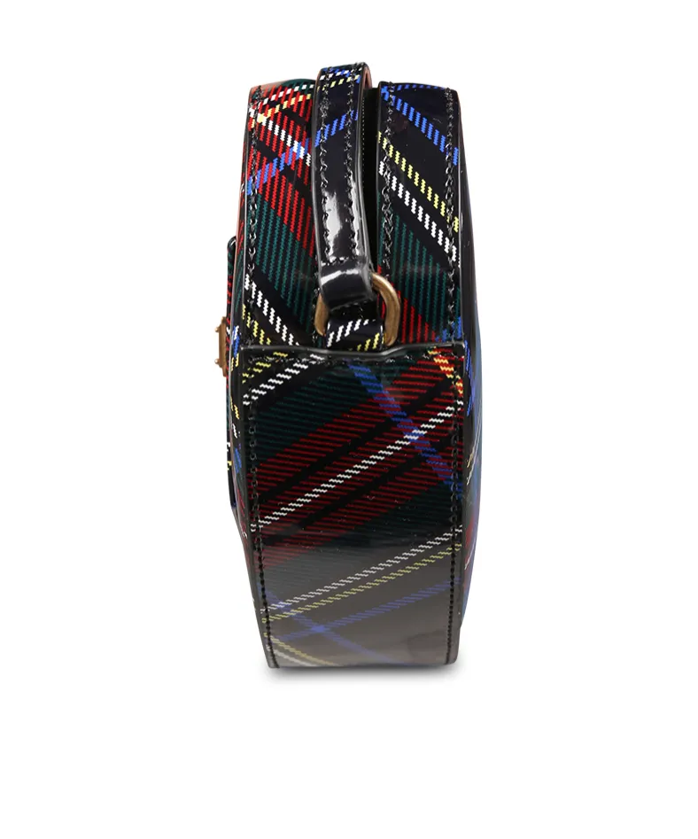 Tartan Printed Heart Shaped Shoulder Bag