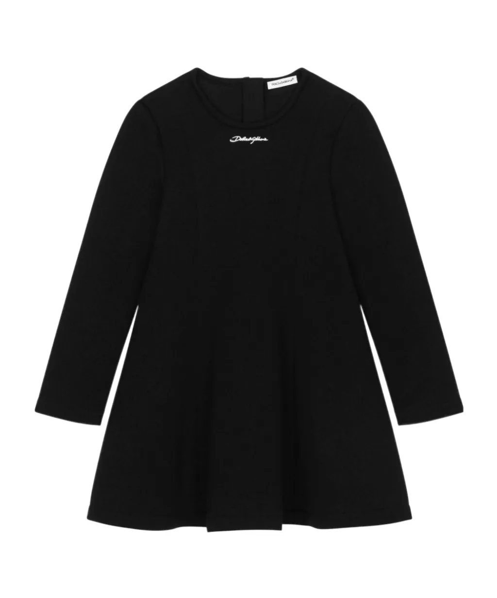 Logo Embroidered Flared Dress