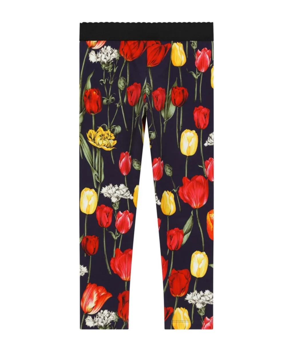 Tulip-Print Slip-On Leggings
