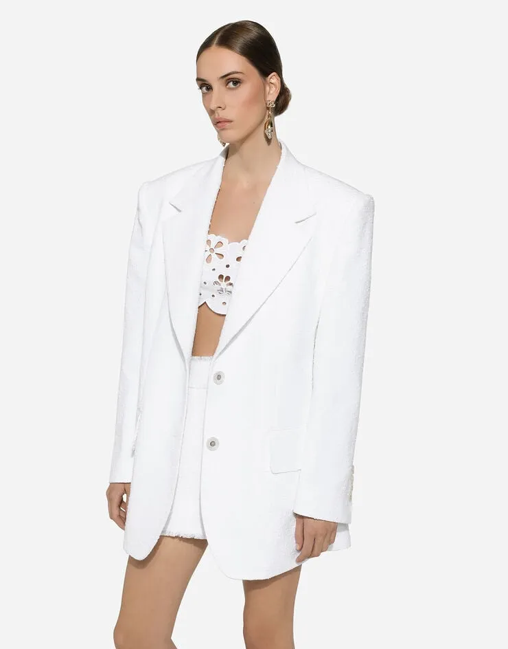 Single-Breasted Raschel Tweed Jacket