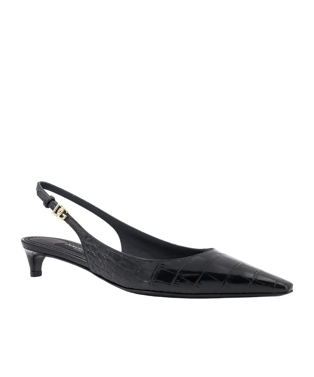 Embossed Slingback Pumps