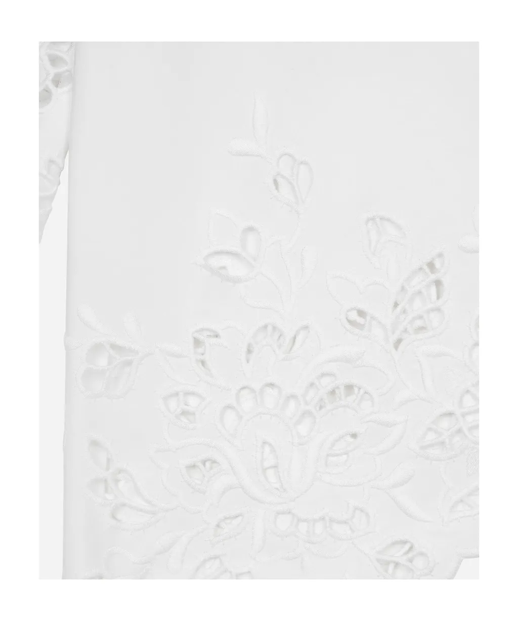 Cut-Out Embroidered Poplin Shirt Dress