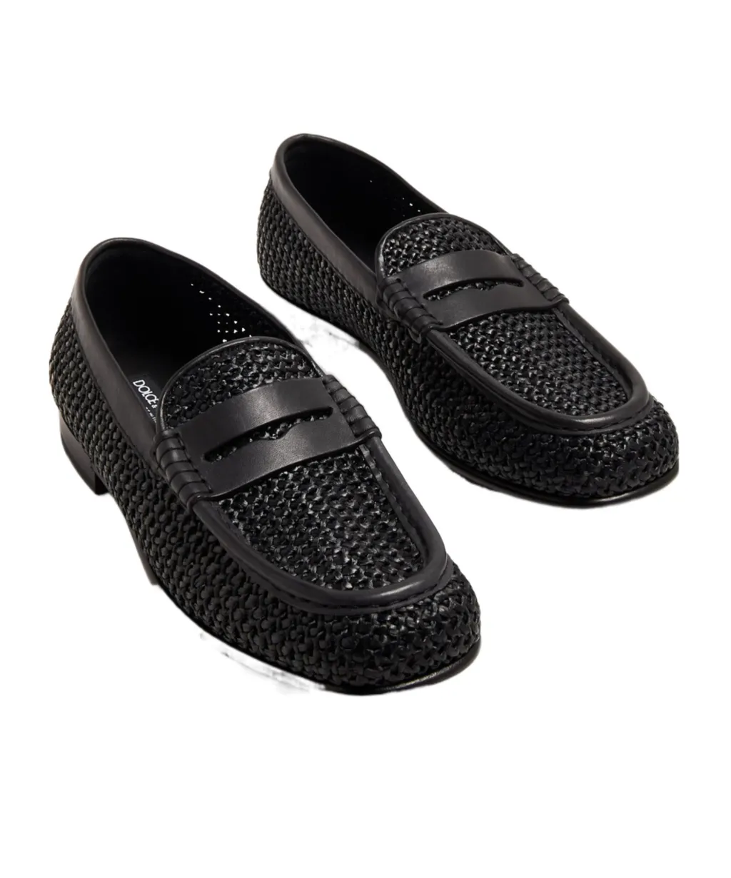 Logo Lettering Interwoven Penny Loafers