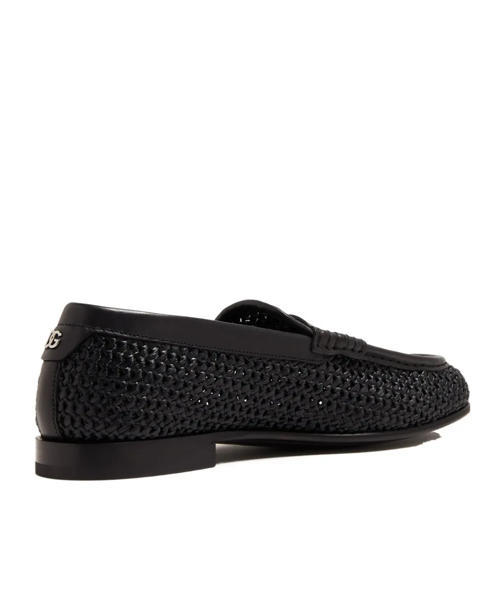 Logo Lettering Interwoven Penny Loafers