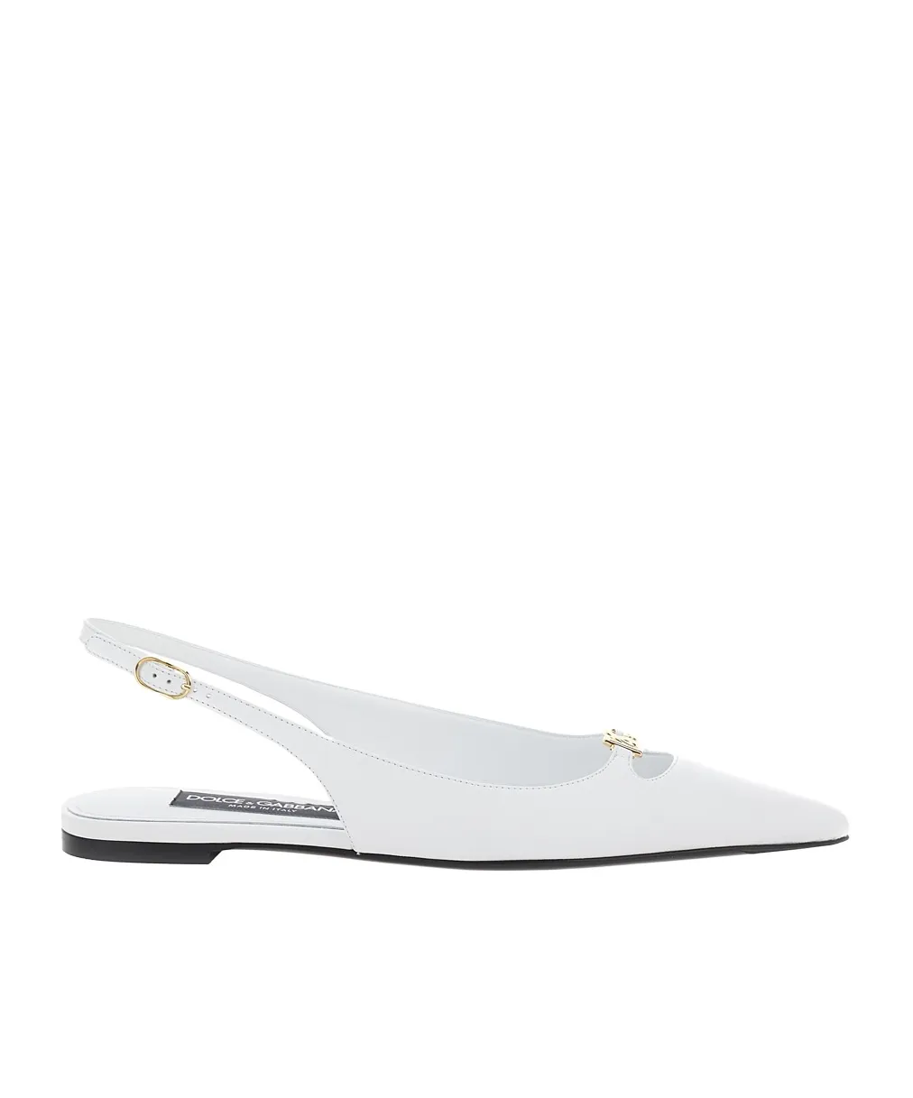 Logo Lettering Pointed Toe Ballet Flats