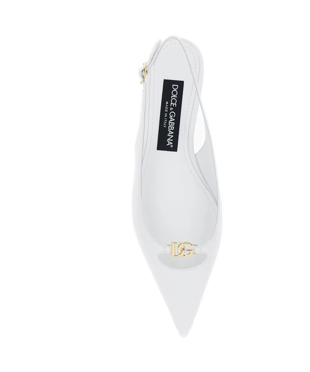 Logo Lettering Pointed Toe Ballet Flats