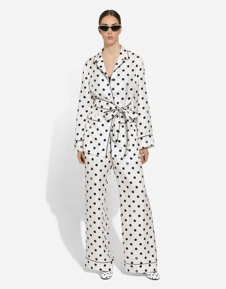 Polka-Dot Printed Pajama Shirt