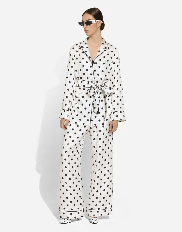 Polka-Dot Printed Pajama Shirt