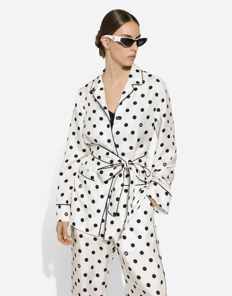 Polka-Dot Printed Pajama Shirt