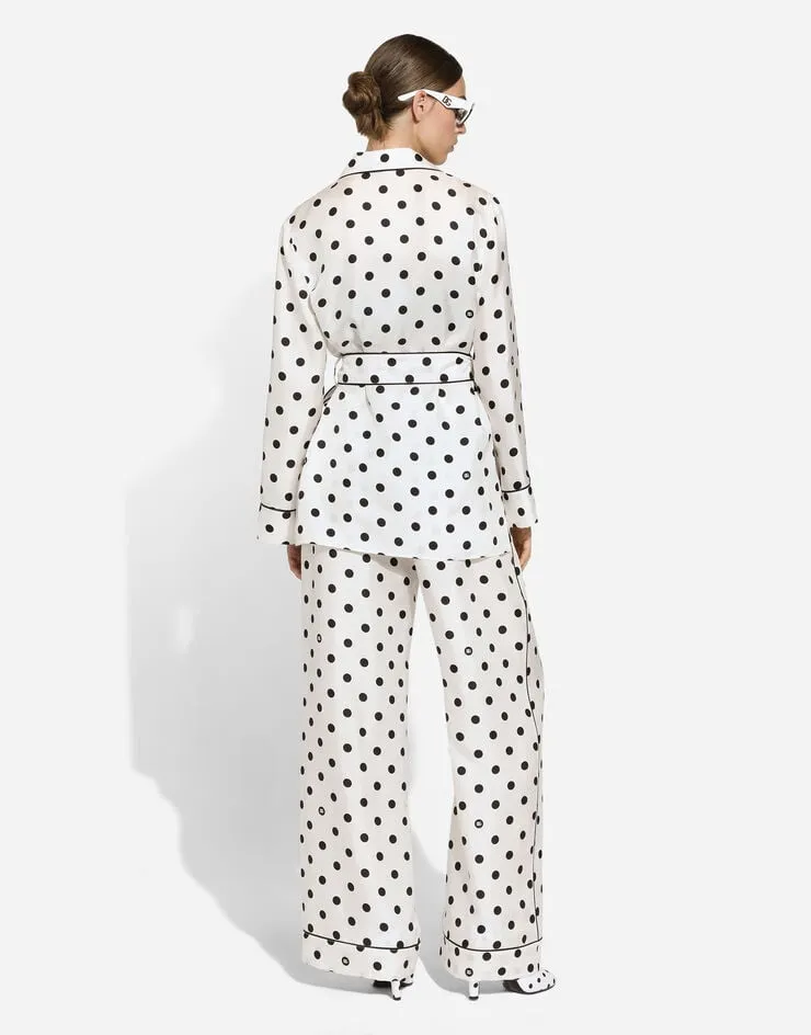 Polka-Dot Printed Pajama Shirt