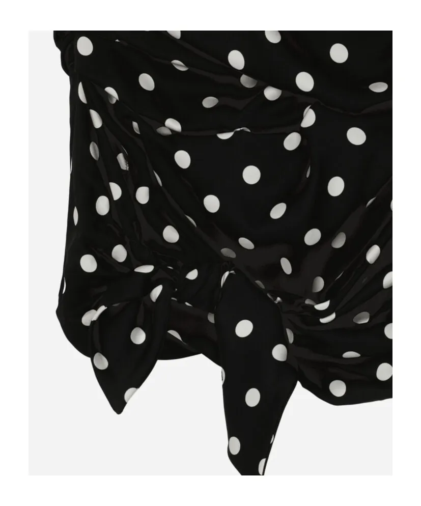 Polka-Dot Printed Charmeuse Midi Dress