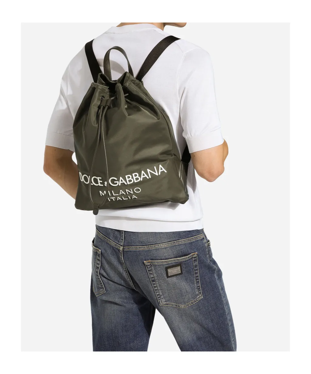 Logo Printed Drawstring Backpack