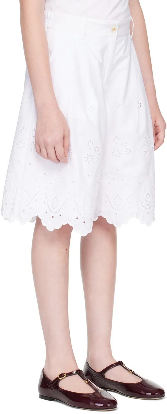 Poplin And Broderie Anglaise Shorts