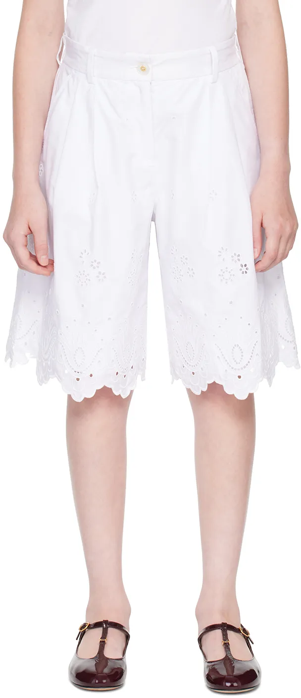Poplin And Broderie Anglaise Shorts